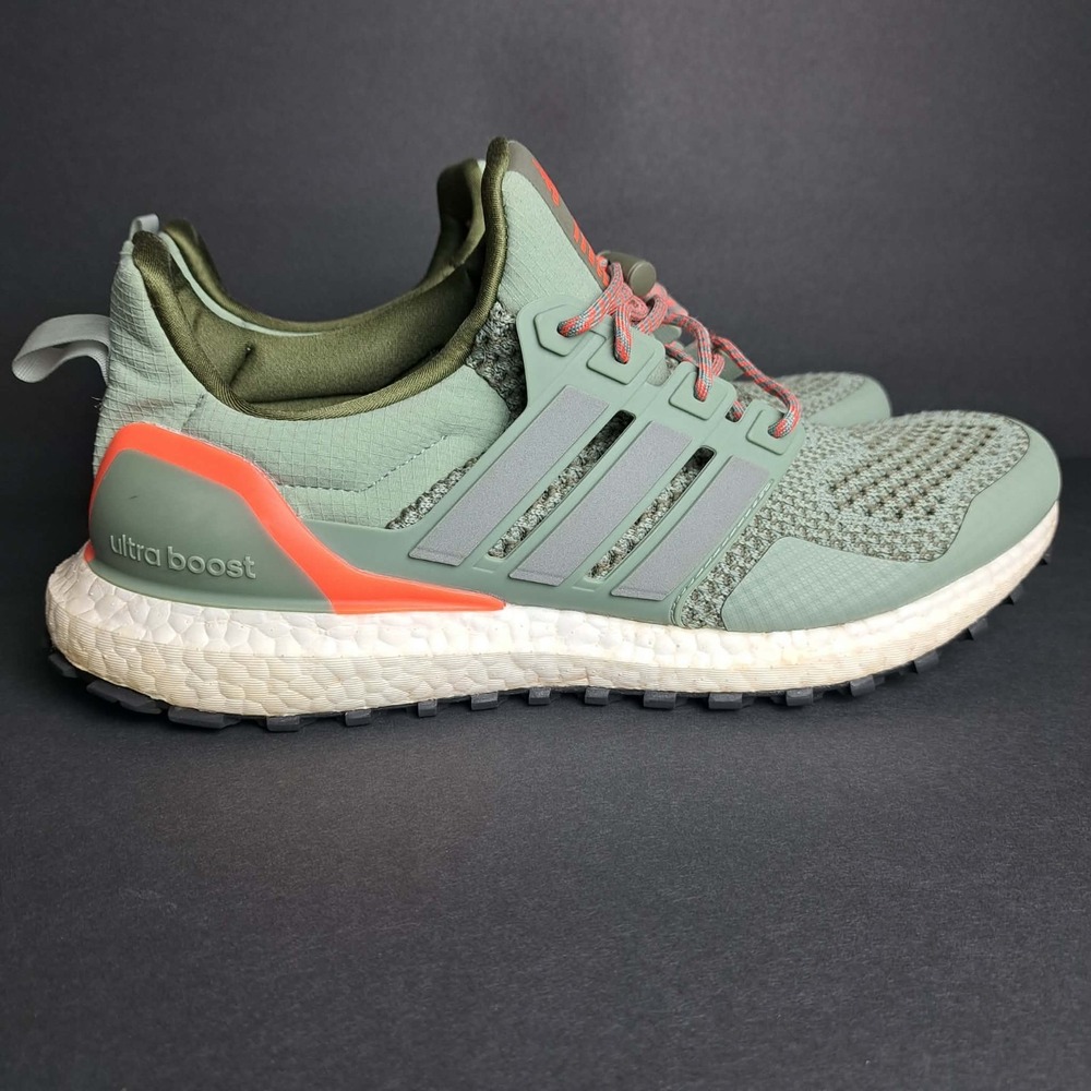 Adidas UltraBoost 1.0 HR0070 Men 9.5 Olive Strata Orange Running Shoes Green